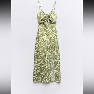 Zara Green Floral Midi Dress